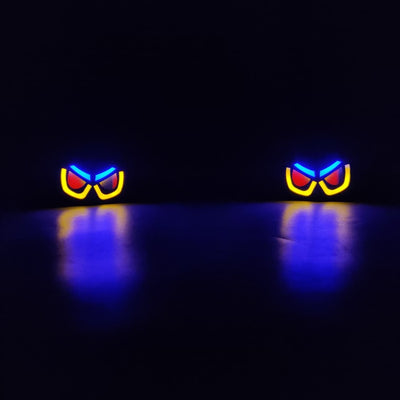 2 Pcs Set Motorbike Devil Eye Style LED Turn Signal Indicators (Red/Yellow)