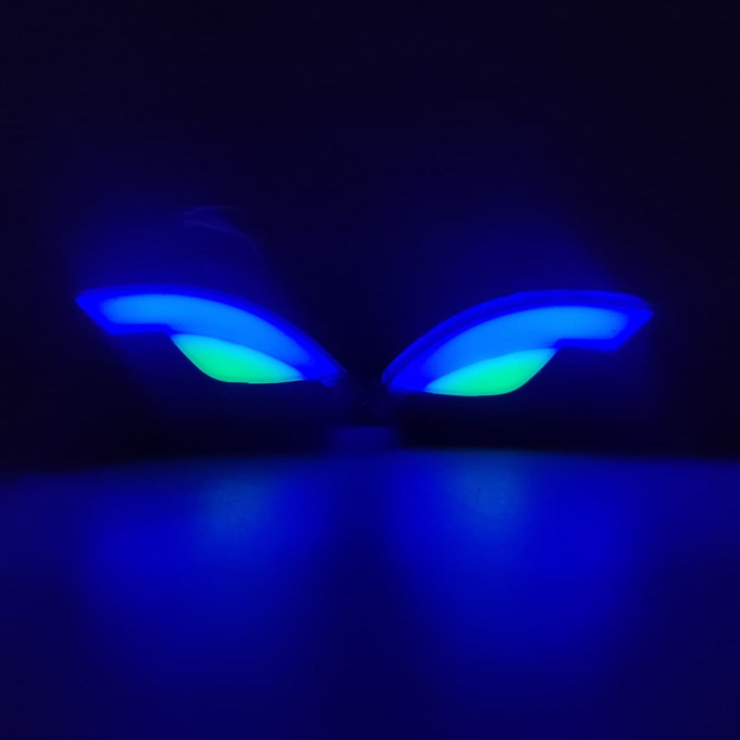 2 Pcs Set Motorbike Lava Eye Style LED Turn Signal Indicators (Blue/Yellow)