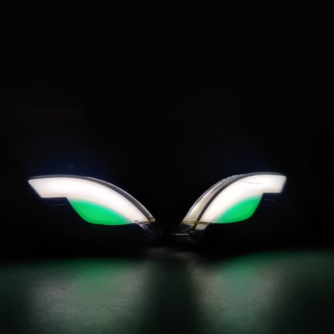 2 Pcs Set Motorbike Lava Eye Style LED Turn Signal Indicators (White/Yellow)