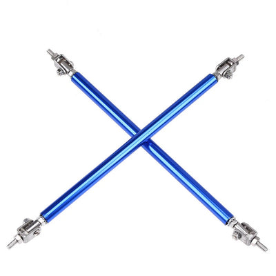 2 Pcs Set Universal Adjustable Blue Bumper Splitter Lip Spoiler Support Canard Rod For Cars (Large)