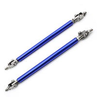 2 Pcs Set Universal Adjustable Blue Bumper Splitter Lip Spoiler Support Canard Rod For Cars (Medium)