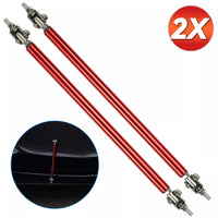 2 Pcs Set Universal Adjustable Red Bumper Splitter Lip Spoiler Support Canard Rod For Cars (Large)