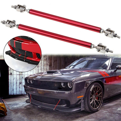 2 Pcs Set Universal Adjustable Red Bumper Splitter Lip Spoiler Support Canard Rod For Cars (Medium)