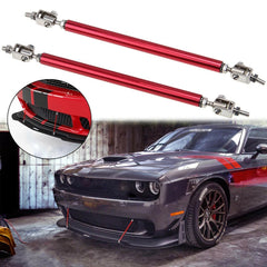 2 Pcs Set Universal Adjustable Red Bumper Splitter Lip Spoiler Support Canard Rod For Cars (Medium)
