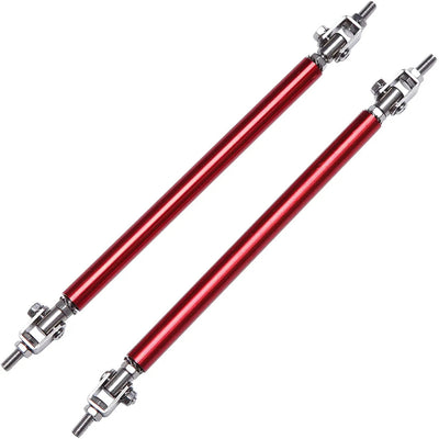 2 Pcs Set Universal Adjustable Red Bumper Splitter Lip Spoiler Support Canard Rod For Cars (Large)