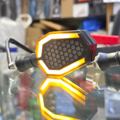 2 Pcs Set Universal Bike indicators Mesh Style With DRL in Premium Quality