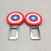 2 Pcs Set Universal Car Custom Seat Belt Warning Canceler Clips Captain America Shield Style