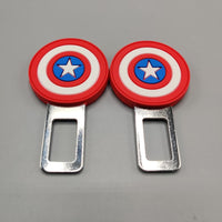 2 Pcs Set Universal Car Custom Seat Belt Warning Canceler Clips Captain America Shield Style