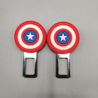 2 Pcs Set Universal Car Custom Seat Belt Warning Canceler Clips Captain America Shield Style