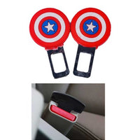 2 Pcs Set Universal Car Custom Seat Belt Warning Canceler Clips Captain America Shield Style