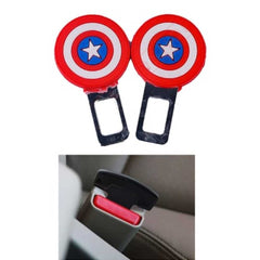 2 Pcs Set Universal Car Custom Seat Belt Warning Canceler Clips Captain America Shield Style