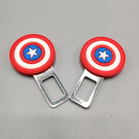 2 Pcs Set Universal Car Custom Seat Belt Warning Canceler Clips Captain America Shield Style