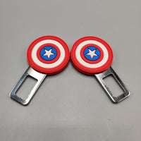 2 Pcs Set Universal Car Custom Seat Belt Warning Canceler Clips Captain America Shield Style
