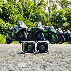 2 Pcs Set Universal HJG Single SMD Economy Series Fog Light Dual Color With Devil Eye Function in Metal Body