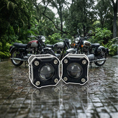 2 Pcs Set Universal HJG Single SMD Economy Series Fog Light Dual Color With Devil Eye Function in Metal Body