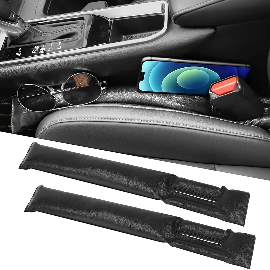 2 Pcs Set Universal Car Interior PU Leather Gap Filler Black Car Inner Seat Filler, Handbrake Gap Filler