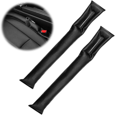 2 Pcs Set Universal Car Interior PU Leather Gap Filler Black Car Inner Seat Filler, Handbrake Gap Filler