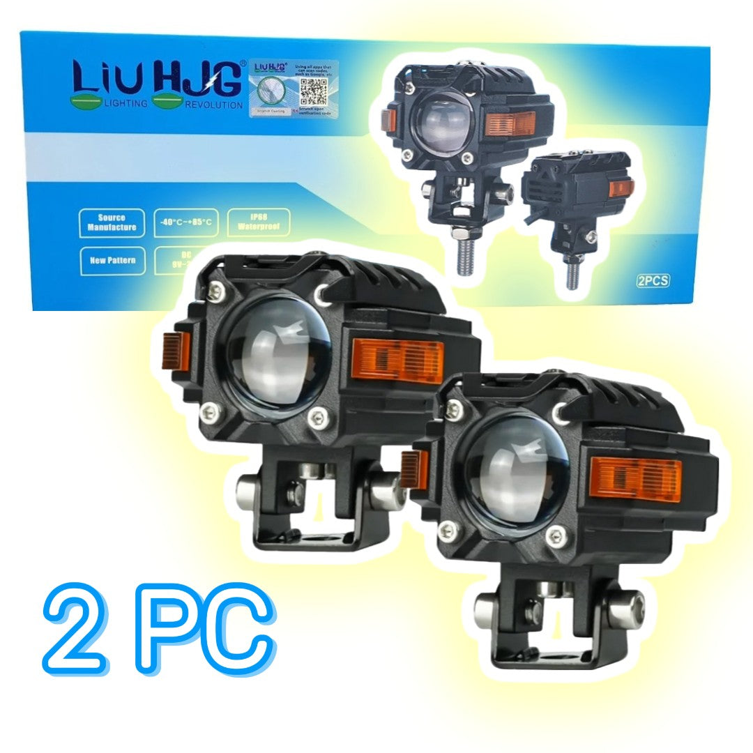 2 Pc Set HJG Hazard Series Fog Light Single Lens 80W Orange Hazard DRL Fog light Ultra Wide Dual Colour Fog Light