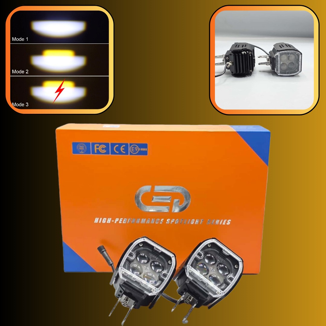 2 Pcs Set MOTO LED Premium Series 4 Lens Led Light With DRL And On/Off Relay Wiring For Motorcycle And Cars