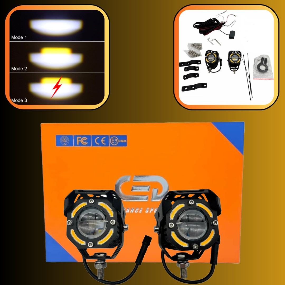 2 Pcs Set MOTO LED Premium Series Single Lens Led Light With DRL And On/Off Relay Wiring For Motorcycle And Cars