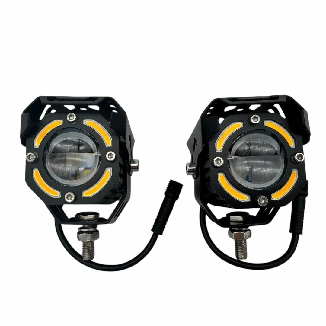 2 Pcs Set MOTO LED Premium Series Single Lens Led Light With DRL And On/Off Relay Wiring For Motorcycle And Cars