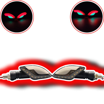 2 Pcs Set Motorbike Lava Eye Style LED Turn Signal Indicators (Red/Yellow)