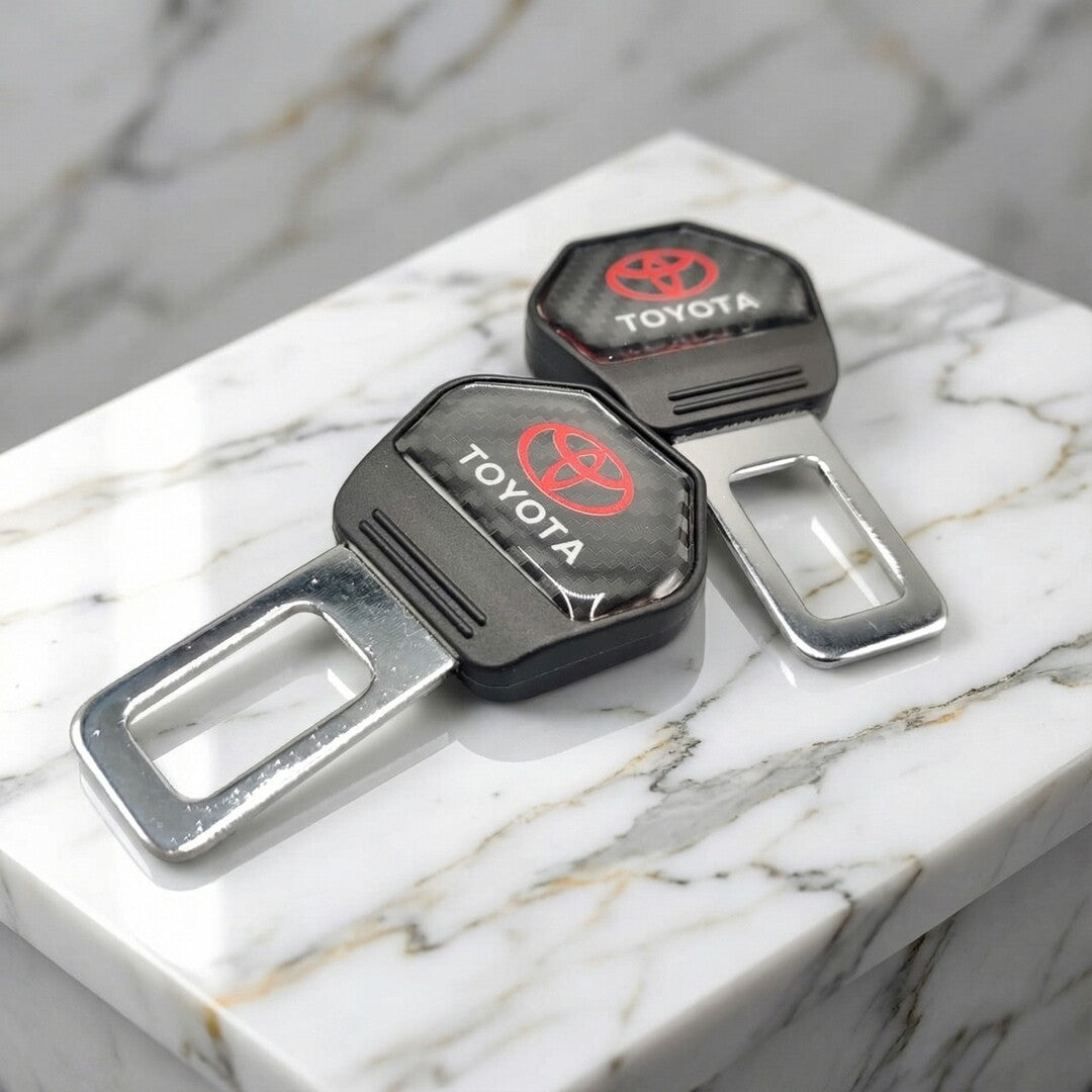 2 Pcs Set Universal Car Toyota Custom Seat Belt Warning Canceler Clips in Carbon Fiber