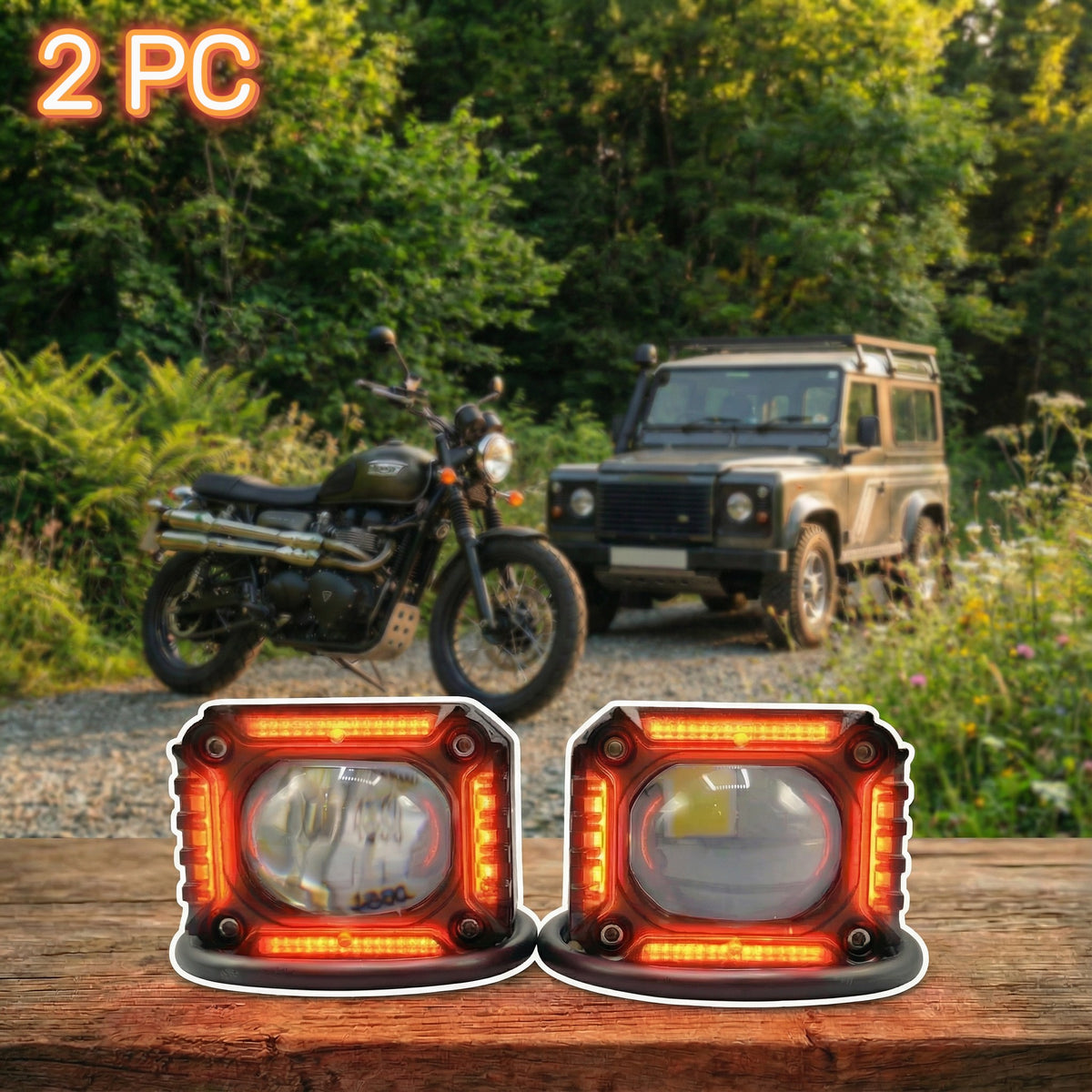 2 Pcs Set W2 Model Economy Series Wide Lens Spotlight Headlight 9D Lens Yellow - White Beam Fog Lights