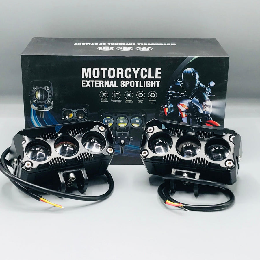 3 SMD Spotlight Headlight 9D 60 Watt Lens Yellow - White Beam Fog Lights 2 Pcs Set