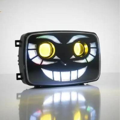 Bike Headlight Led Panel Joker Devil Smile Style With RGB Function For CG 125/CD 70