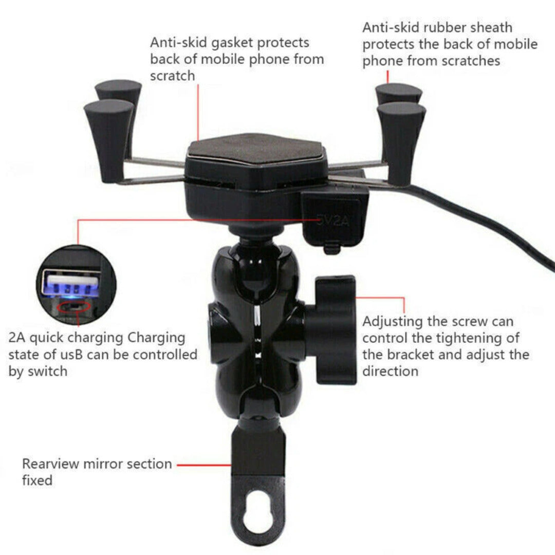 360 Degree Bike Mobile Holder with Charger (Fast Charging)