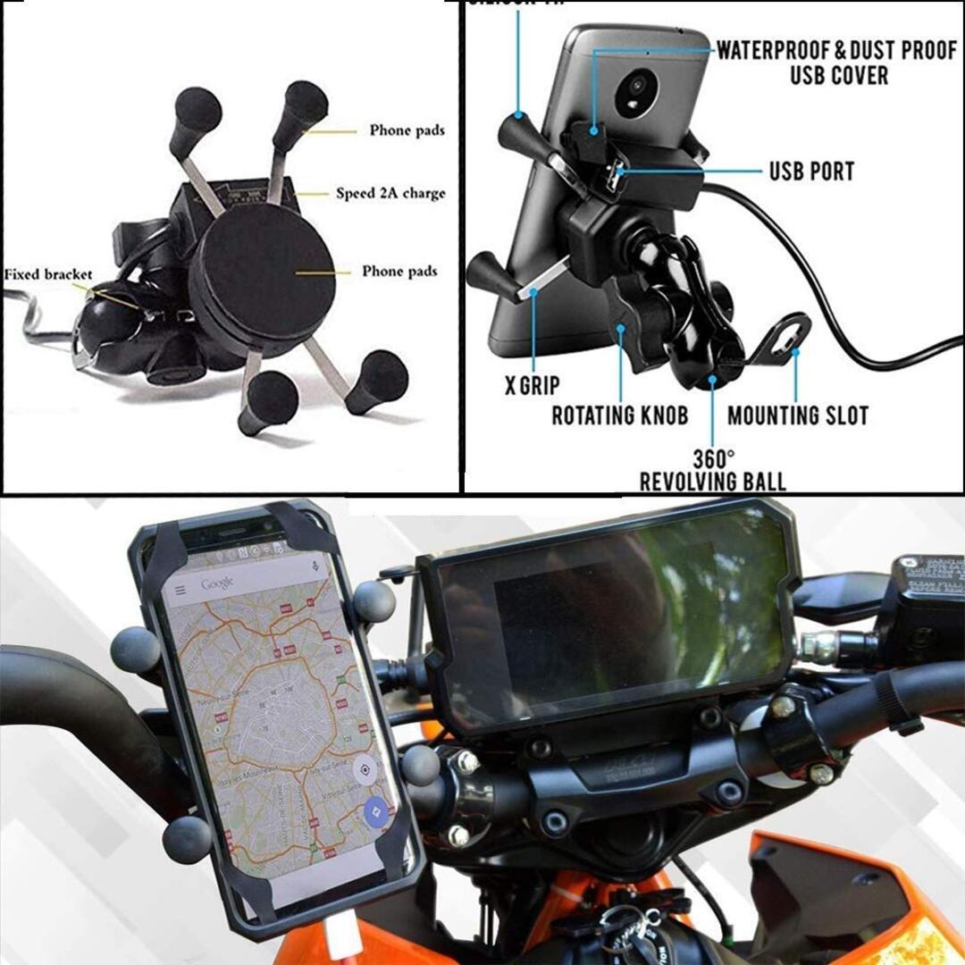 360 Degree Bike Mobile Holder with Charger (Fast Charging)