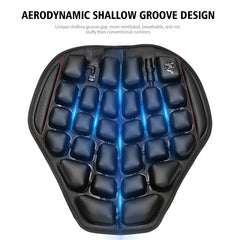 3D Air Cushion Motorcycle Seat Pad Press to Inflate Waterproof Airbag Cushion Pad Black