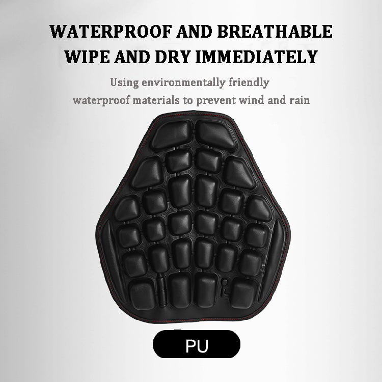 3D Air Cushion Motorcycle Seat Pad Press to Inflate Waterproof Airbag Cushion Pad Black