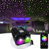 Liuhawk Double Head Fiber Optic 9.5ft Starlight Headliner Kit (300pcs 0.75mm+500pcs 0.5mm )& 900 Pcs 0.5mm with 100 pcs 1mm Meter Shooting Star, Sound Activated Remote APP Control CAR And HOME Roof Decor