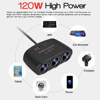 3 in1 Lighter Extension with Super Fast charger 120w