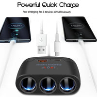 3 in1 Lighter Extension with Super Fast charger 120w