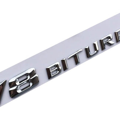 1 Pc Universal V8 BITURBO Chrome Emblem In Premium Quality For Car