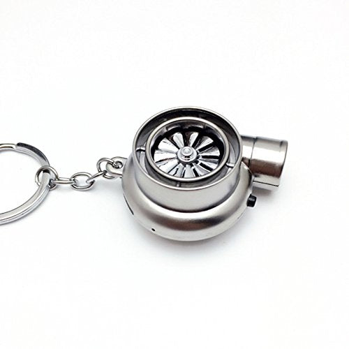 Car Turbo Key Chain With Electric Lighter USB Rechargeable Cigarette Lighter Key Ring with LED Light and Sound 1 Pc