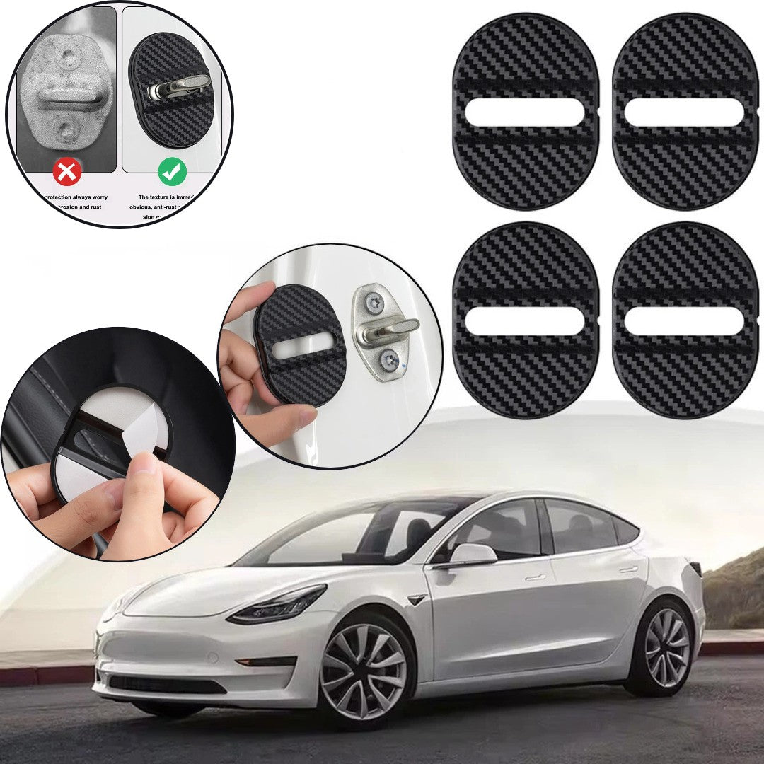 4 Pcs Set Black Car Door Lock Protection Cover Anti Rust (Black)