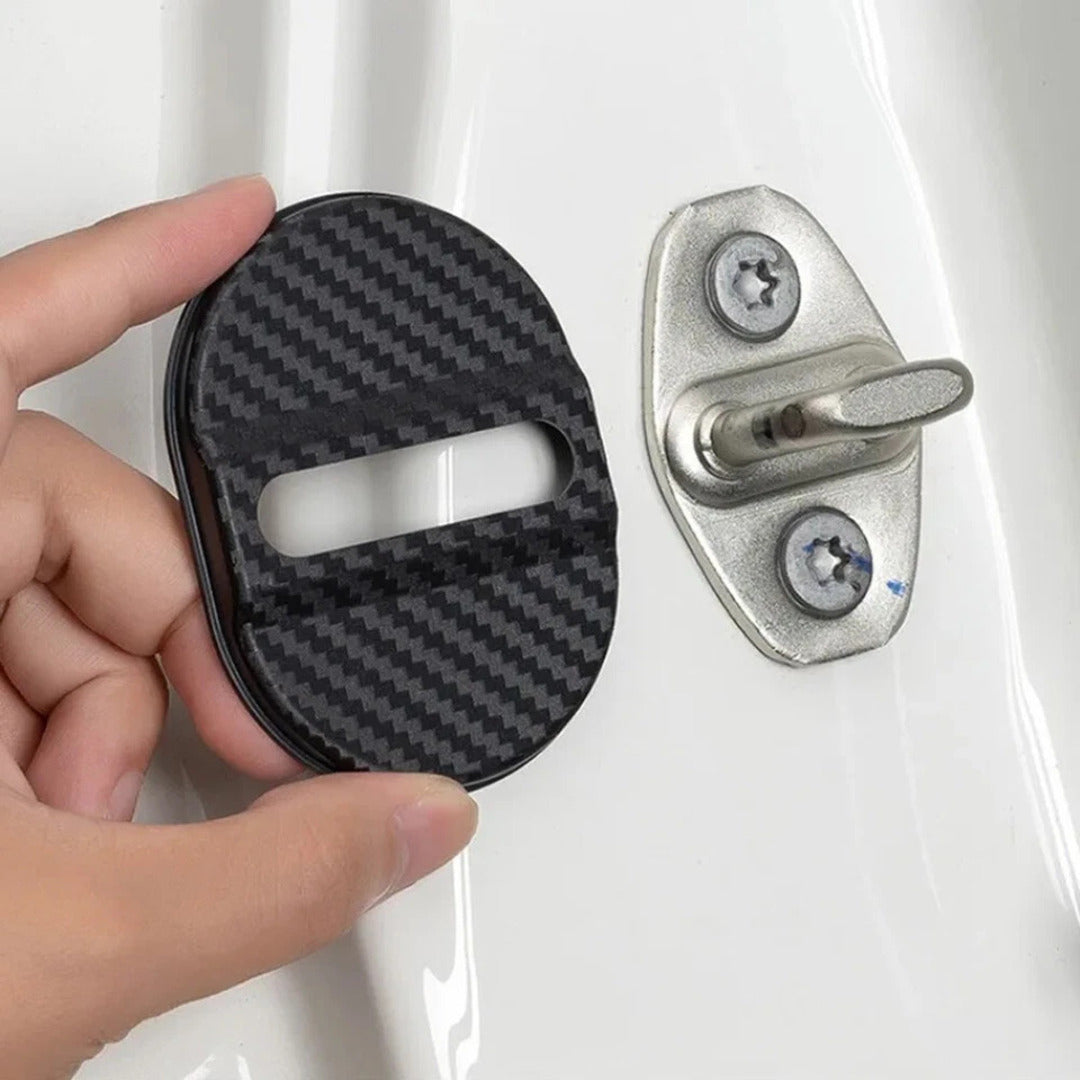 4 Pcs Set Black Car Door Lock Protection Cover Anti Rust (Black)