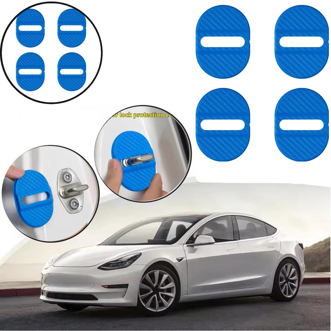 4 Pcs Set Blue Car Door Lock Protection Cover Anti Rust (Blue)