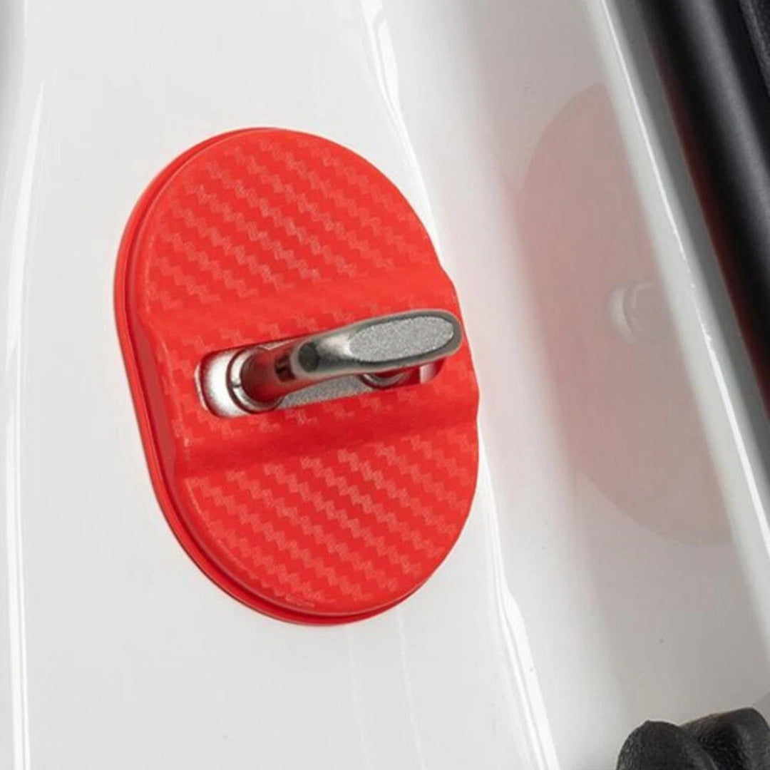 4 Pcs Set Red Car Door Lock Protection Cover Anti Rust (Red)
