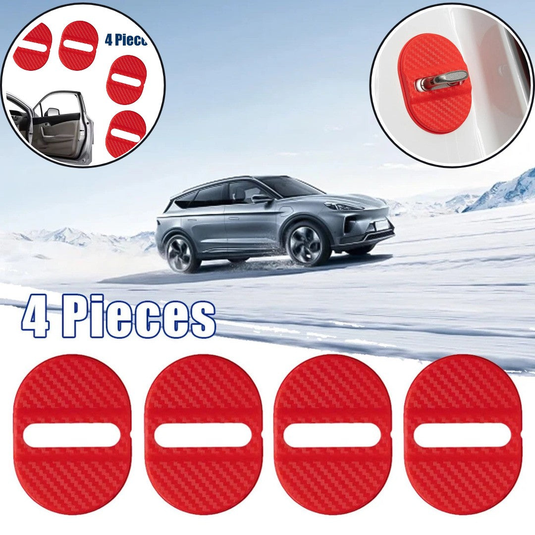 4 Pcs Set Red Car Door Lock Protection Cover Anti Rust (Red)