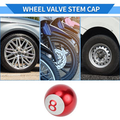 4 Pcs Set Universal Aluminum Billiard 8 Ball Style Red Color Tire Valve Stem Caps