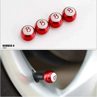 4 Pcs Set Universal Aluminum Billiard 8 Ball Style Red Color Tire Valve Stem Caps