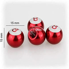 4 Pcs Set Universal Aluminum Billiard 8 Ball Style Red Color Tire Valve Stem Caps
