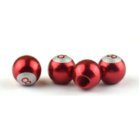 4 Pcs Set Universal Aluminum Billiard 8 Ball Style Red Color Tire Valve Stem Caps