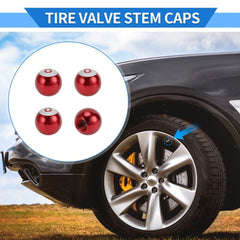 4 Pcs Set Universal Aluminum Billiard 8 Ball Style Red Color Tire Valve Stem Caps