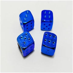 4 Pcs Set Universal Aluminum Ludo Dice Style Blue Color Tire Valve Stem Caps